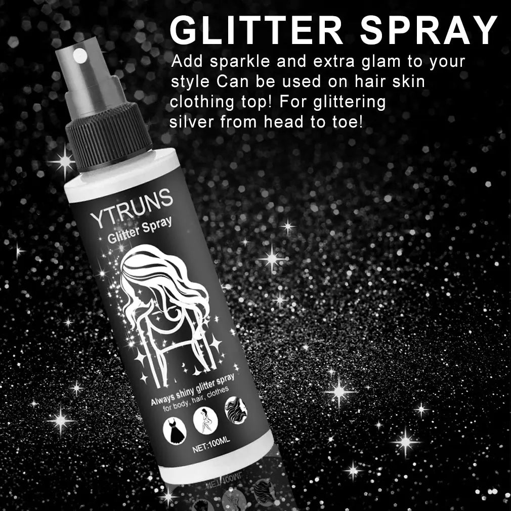 2-Pack Quick Dry Glitter Spray Kit for Hair And Body - High Gloss Shimmer Spray for Lips, Eyes, Face And More - Great for Music