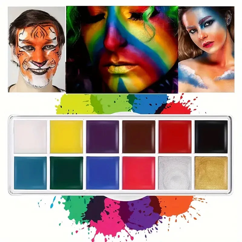 SFX Makeup Kit 12Color 42gFace Body Paint Stage Special Effects Halloween Wound Scar Wax Makeup Fake Scab Blood Spatula Paint